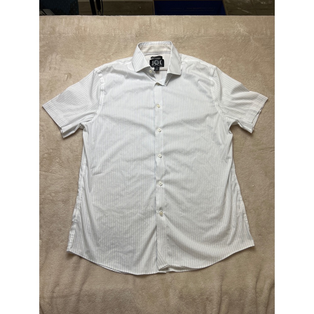 JOE Joseph Abboud Dress Shirt Mens 16 White Stretch Slim Fit Brrr Striped Chill